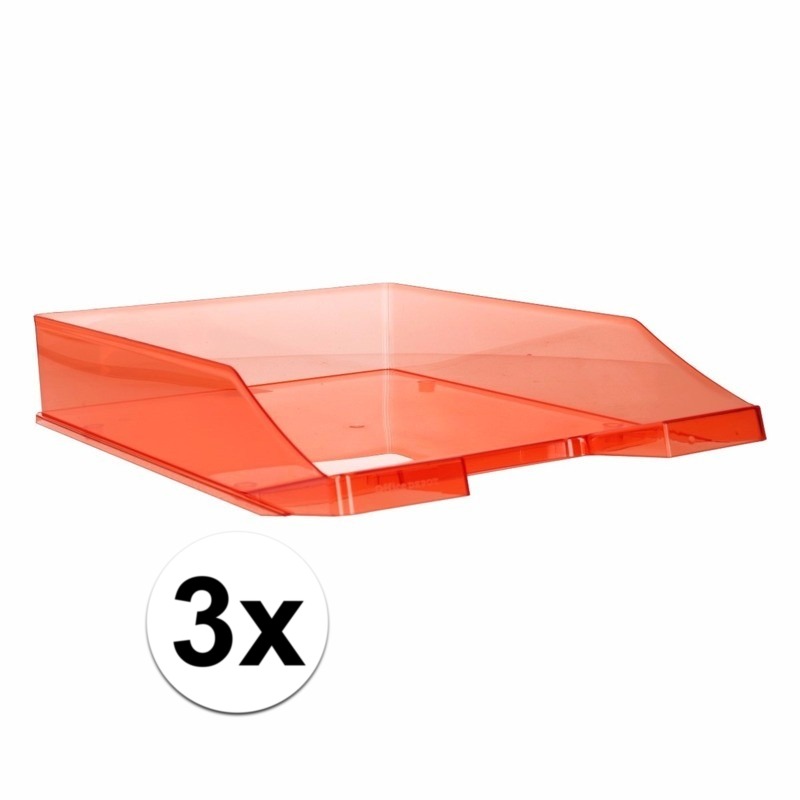 3 stuks postbakjejes transparant rood a4 formaat
