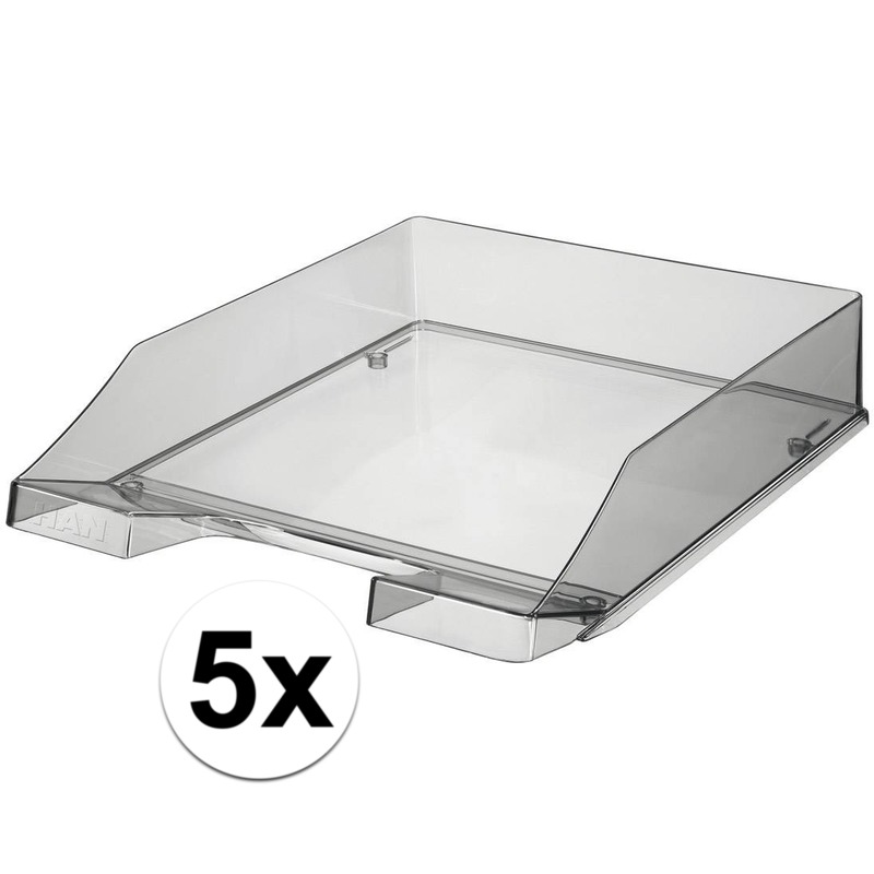 5 stuks postbakjejes transparant grijs a4 formaat han